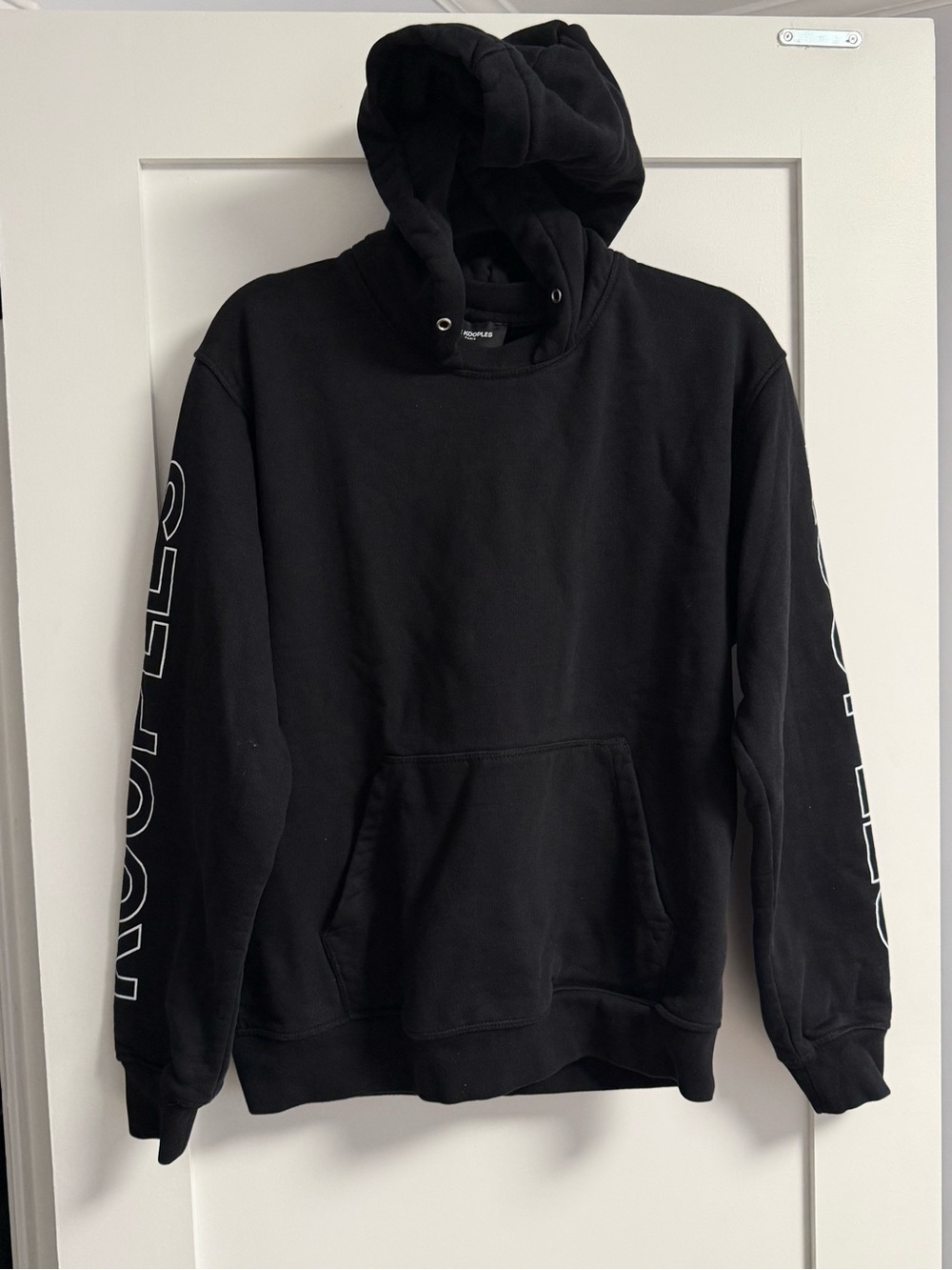 The Kooples Black Hoodie with White Sleeve Lettering